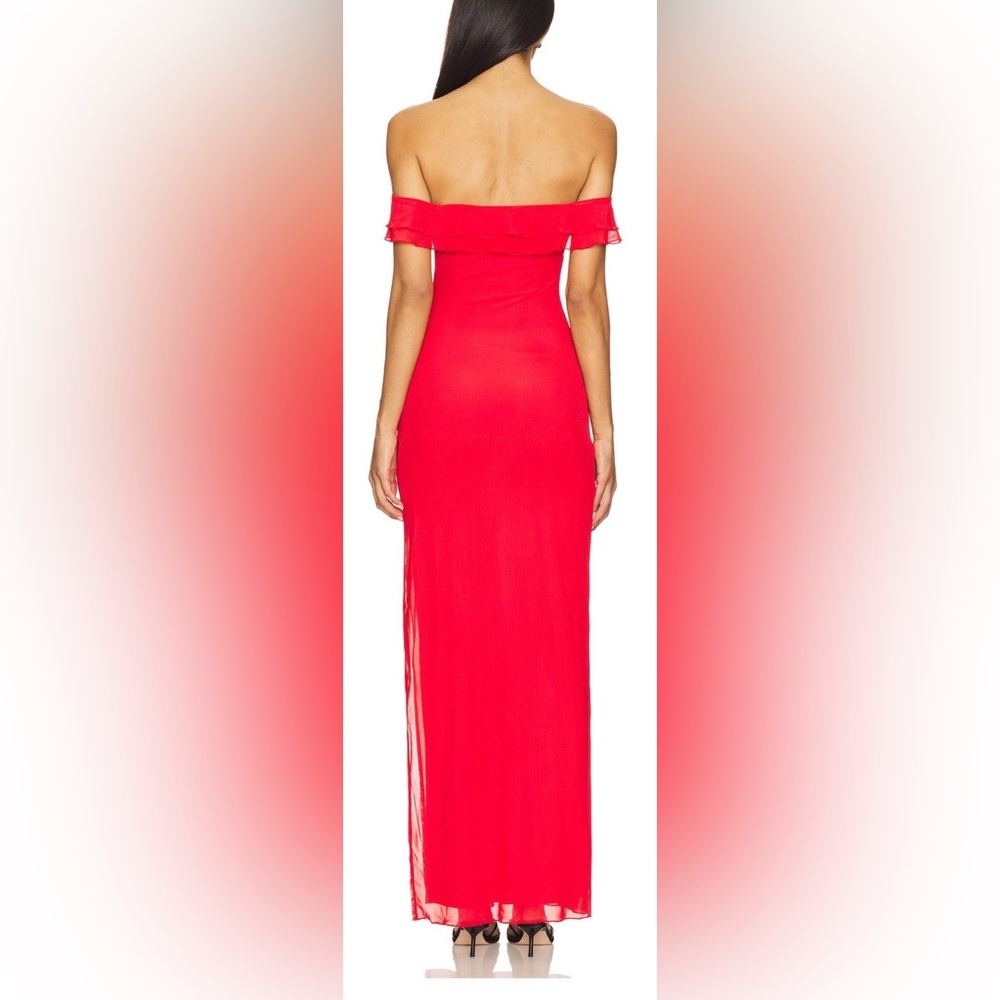 Chic Off-Shoulder Red Maxi Dress